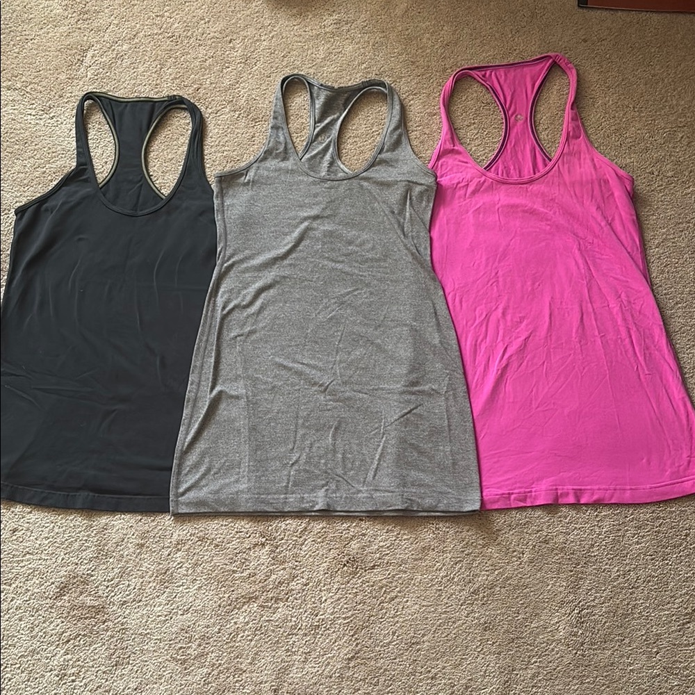 Lot of Lululemon Athletica Fitted Racerback Tank Tops